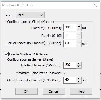 Screenshot of ClickPLC Modbus TCP Setup