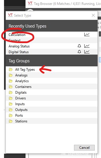 You will have to click "All Tag Type" and scroll down to Calculation