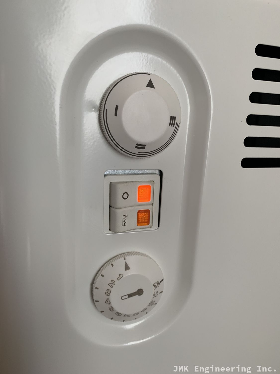 The side of the heater.