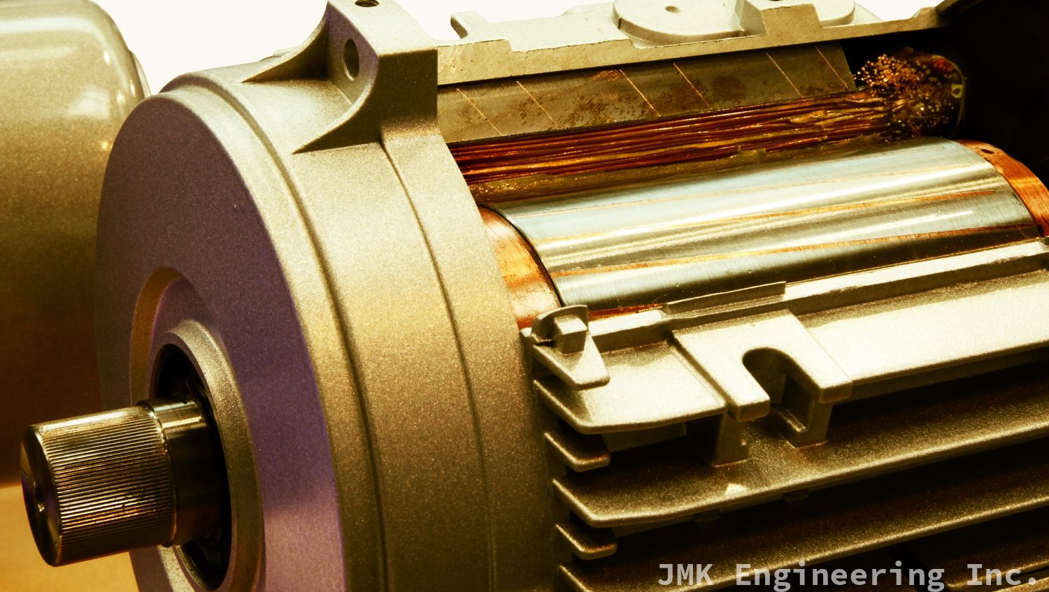 A simple electric motor. It's cut open, so you can see the windings (the copper coloured wire) and the rotor and stator.| A simple electric motor. It's cut open, so you can see the windings, and the rotor and stator.